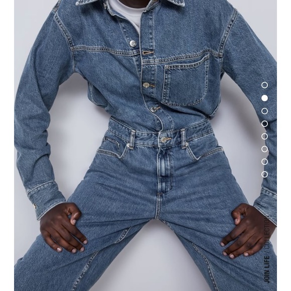 NWT Zara long denim blue jumpsuit - Picture 8 of 9